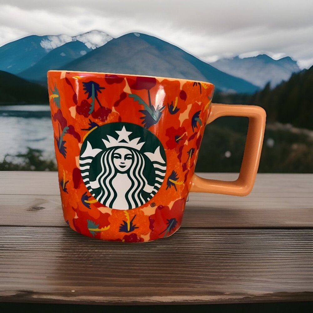 Starbucks Summer 2020 Red Orange Hibiscus Flower Floral 14 oz. Mug NEW Limited
